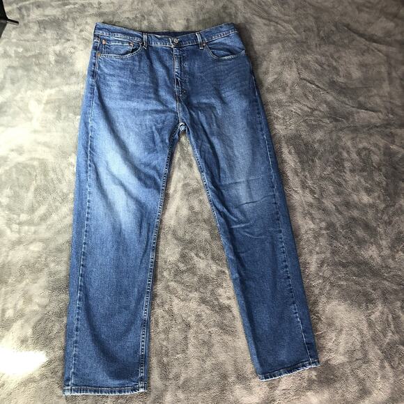 Levis 505 Jeans Men Size 40X32 Blue Denim Regular Fit Straight Leg Stretch New - Picture 2 of 13